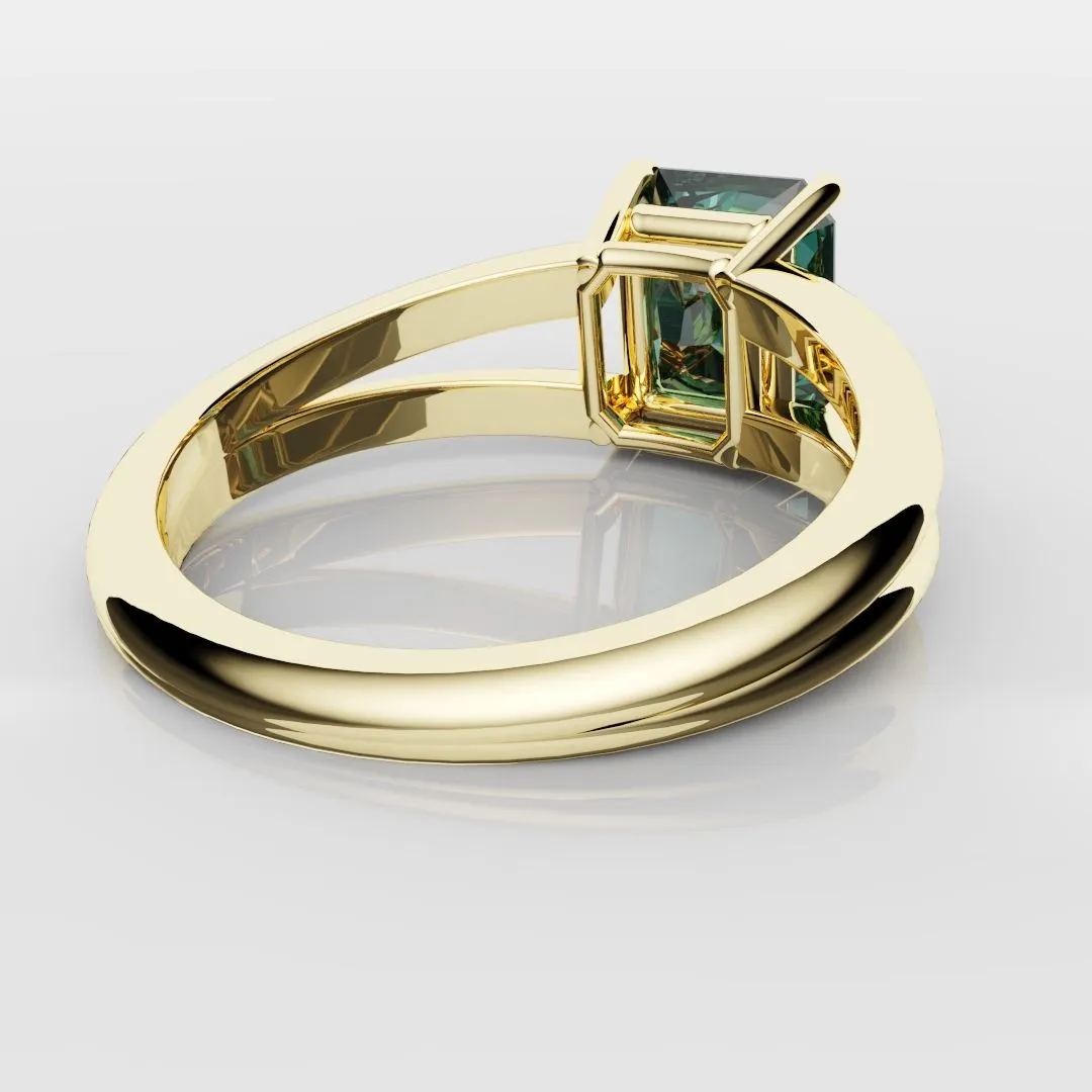 Radiant Cut Teal Sapphire Engagement Ring