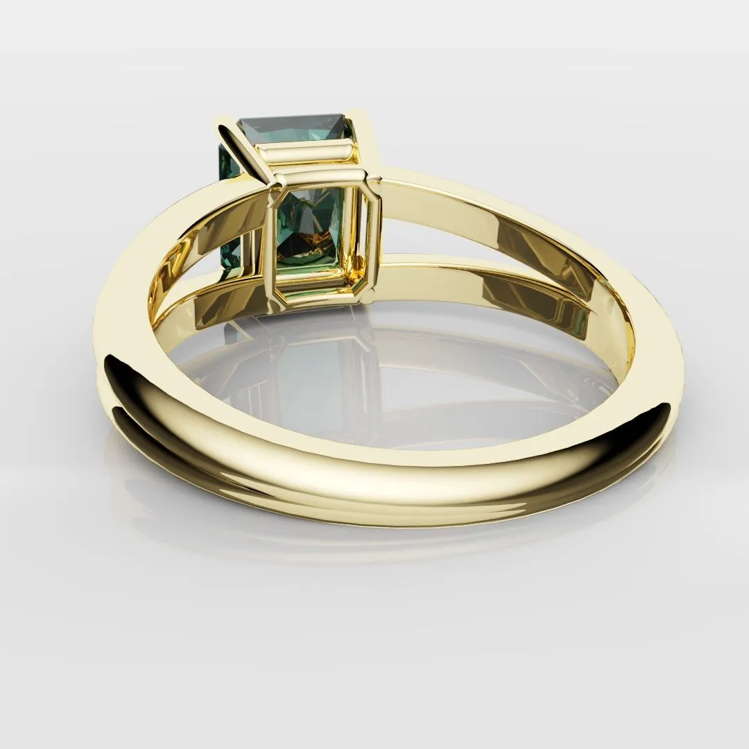 Radiant Cut Teal Sapphire Engagement Ring