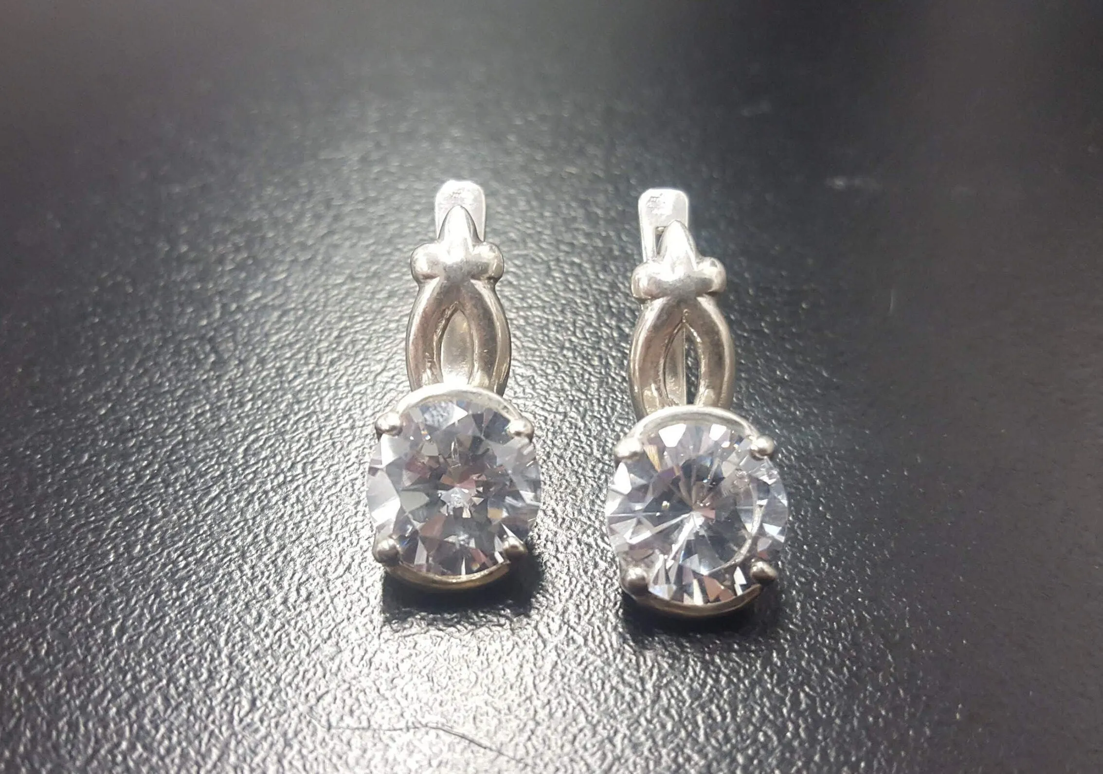 Silver Diamond Earrings - Sparkly Bridal Earrings, Vintage Drop Earrings