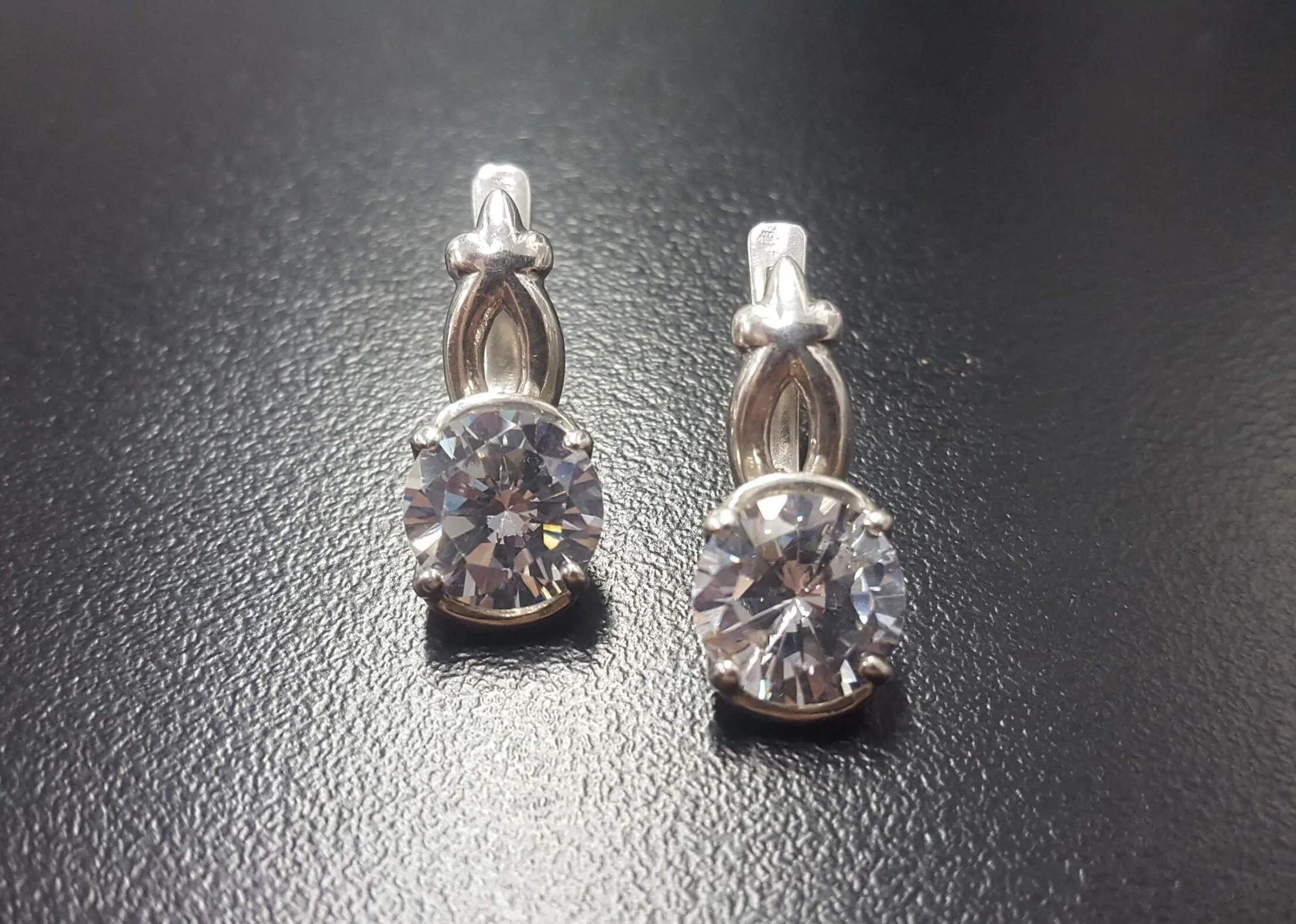 Silver Diamond Earrings - Sparkly Bridal Earrings, Vintage Drop Earrings