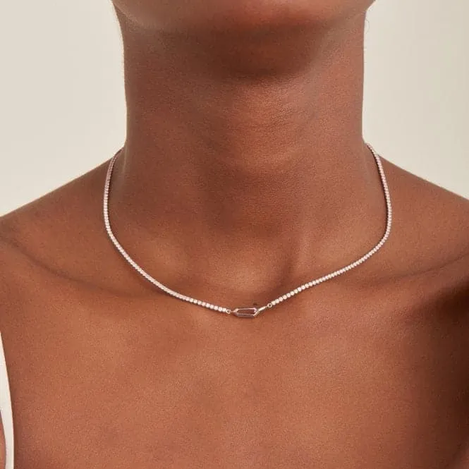 Silver Sparkle Chain Interlock Necklace N041-03H-W