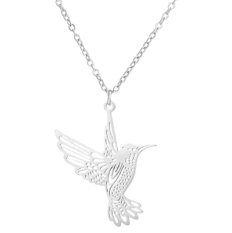 SISSLIA Wholesale Custom 18K Gold Sliver Plated Stainless Steel Necklace Tendy Geometric Bird Pendant Necklace For Women