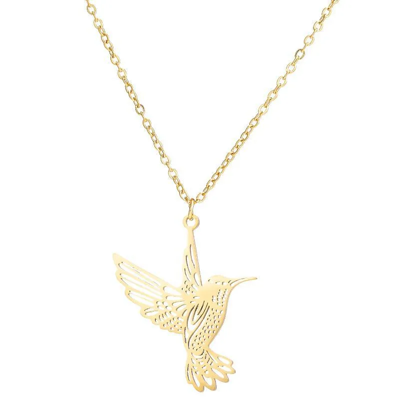 SISSLIA Wholesale Custom 18K Gold Sliver Plated Stainless Steel Necklace Tendy Geometric Bird Pendant Necklace For Women