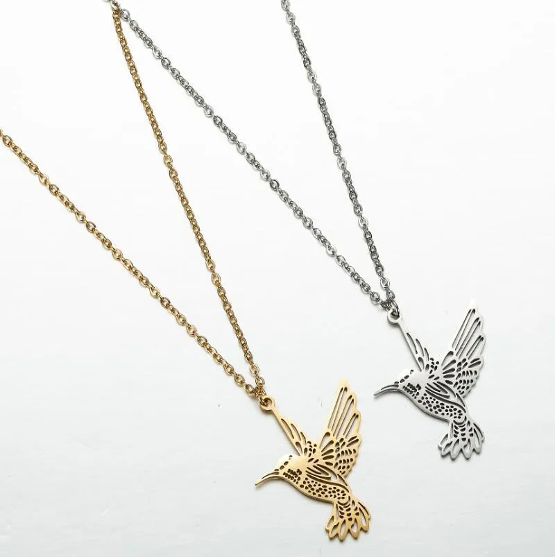 SISSLIA Wholesale Custom 18K Gold Sliver Plated Stainless Steel Necklace Tendy Geometric Bird Pendant Necklace For Women