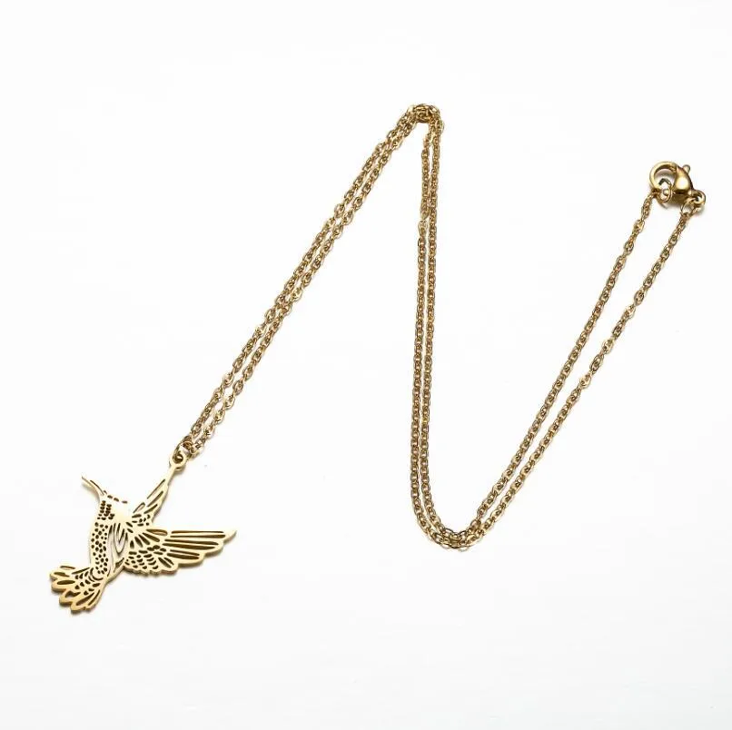 SISSLIA Wholesale Custom 18K Gold Sliver Plated Stainless Steel Necklace Tendy Geometric Bird Pendant Necklace For Women