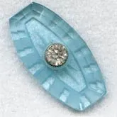 Sky Blue Intaglio cabochon, glass w beveled edges, rhinestone setting. Pkg 2. b5-463
