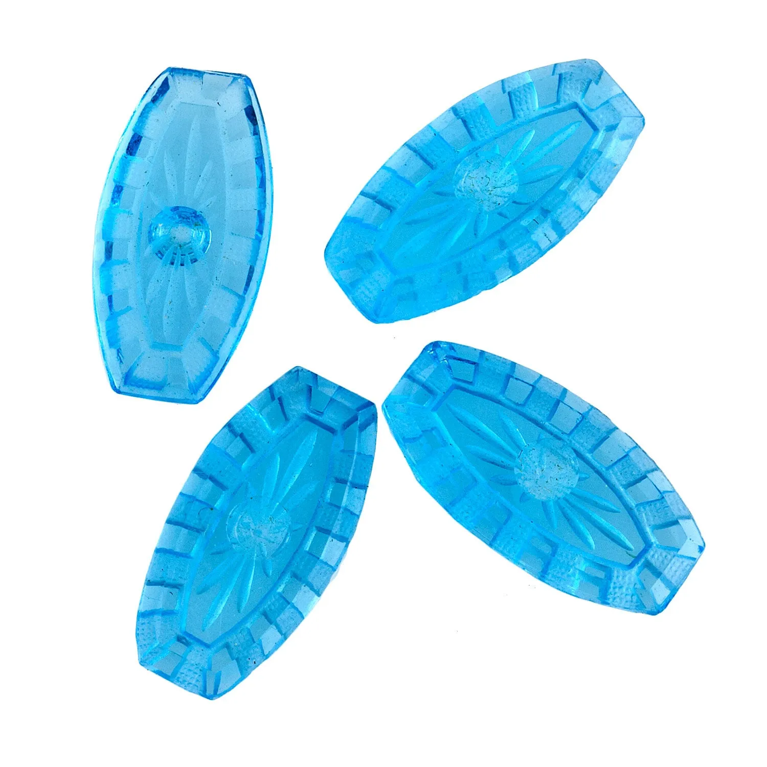 Sky Blue Intaglio cabochon, glass w beveled edges, rhinestone setting. Pkg 2. b5-463