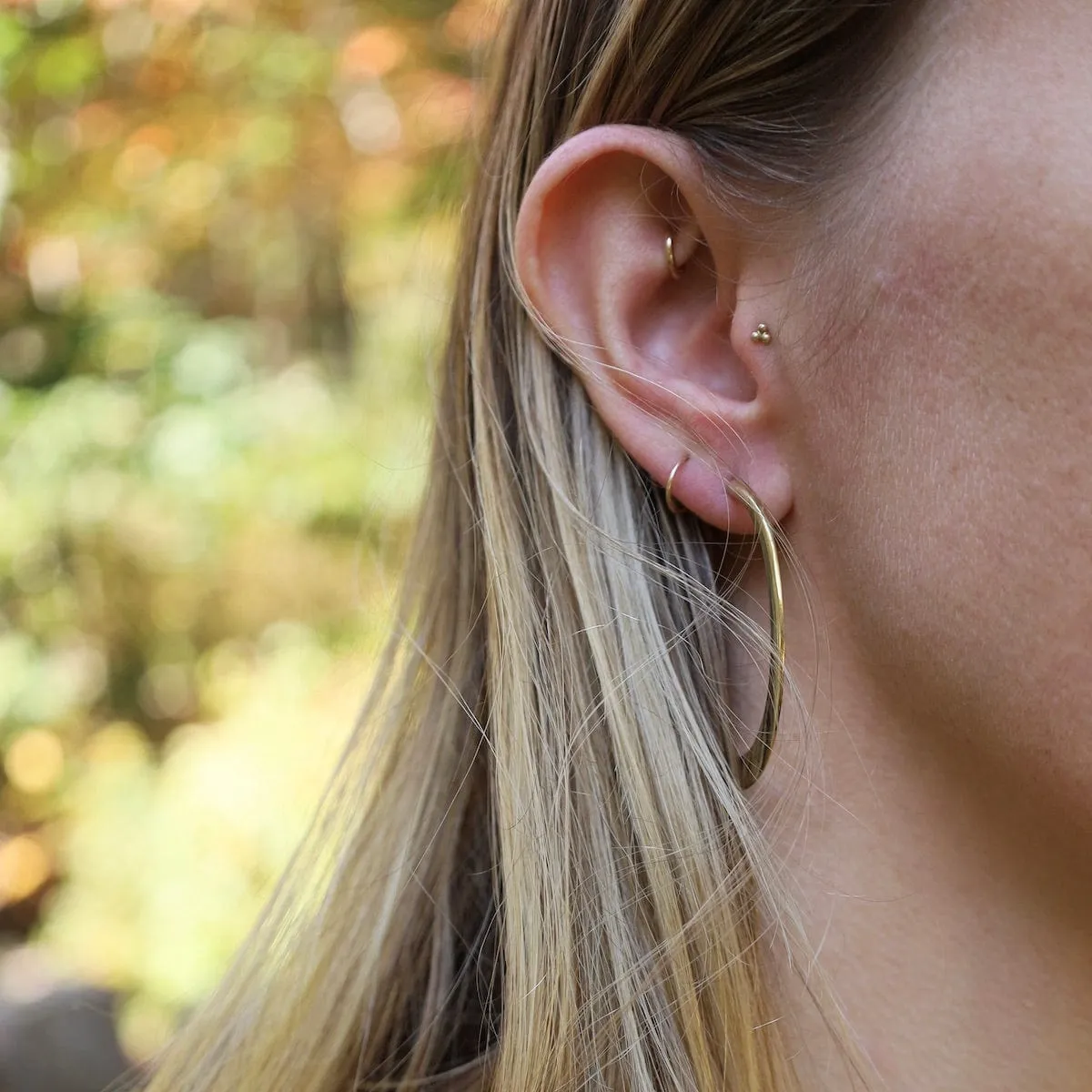 Solid Brass Crescent Moon Hoops – Large