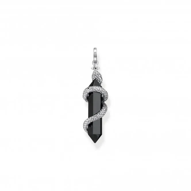 Sterling Silver Blackened Onyx With Snake Pendant PE944-641-11