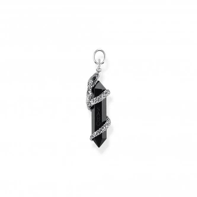 Sterling Silver Blackened Onyx With Snake Pendant PE944-641-11