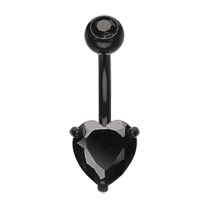 Titanium Gem Heart Belly Bars