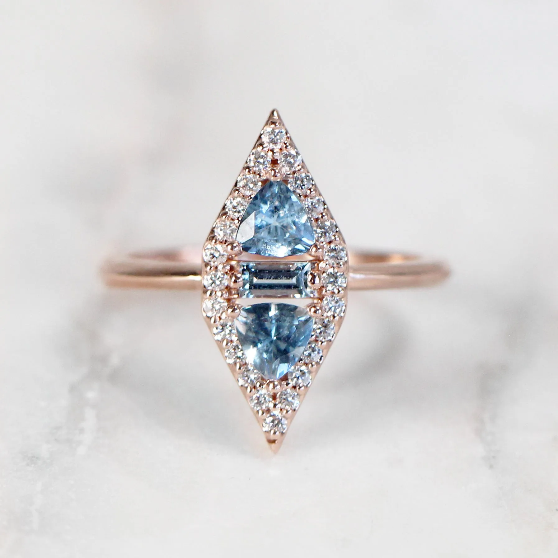 Valentina Ring with Aquamarine and Diamonds - Made to Order