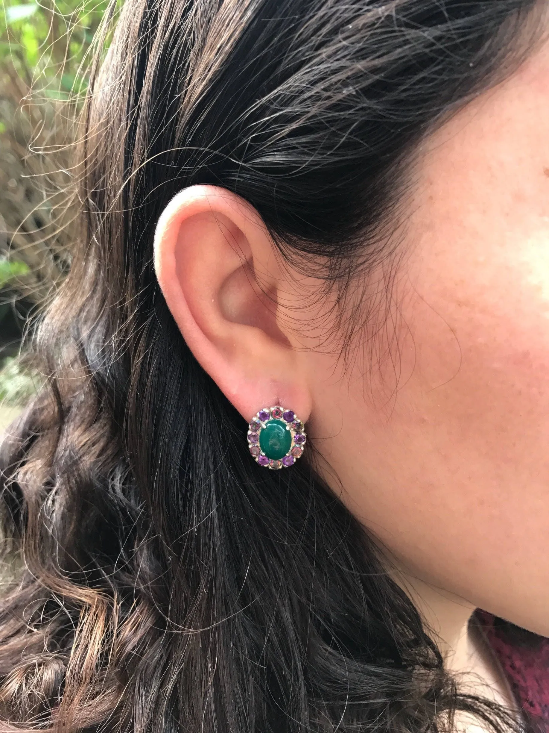 Victorian Emerald Earrings - Vintage Emerald Earrings - Statement Flower Earrings