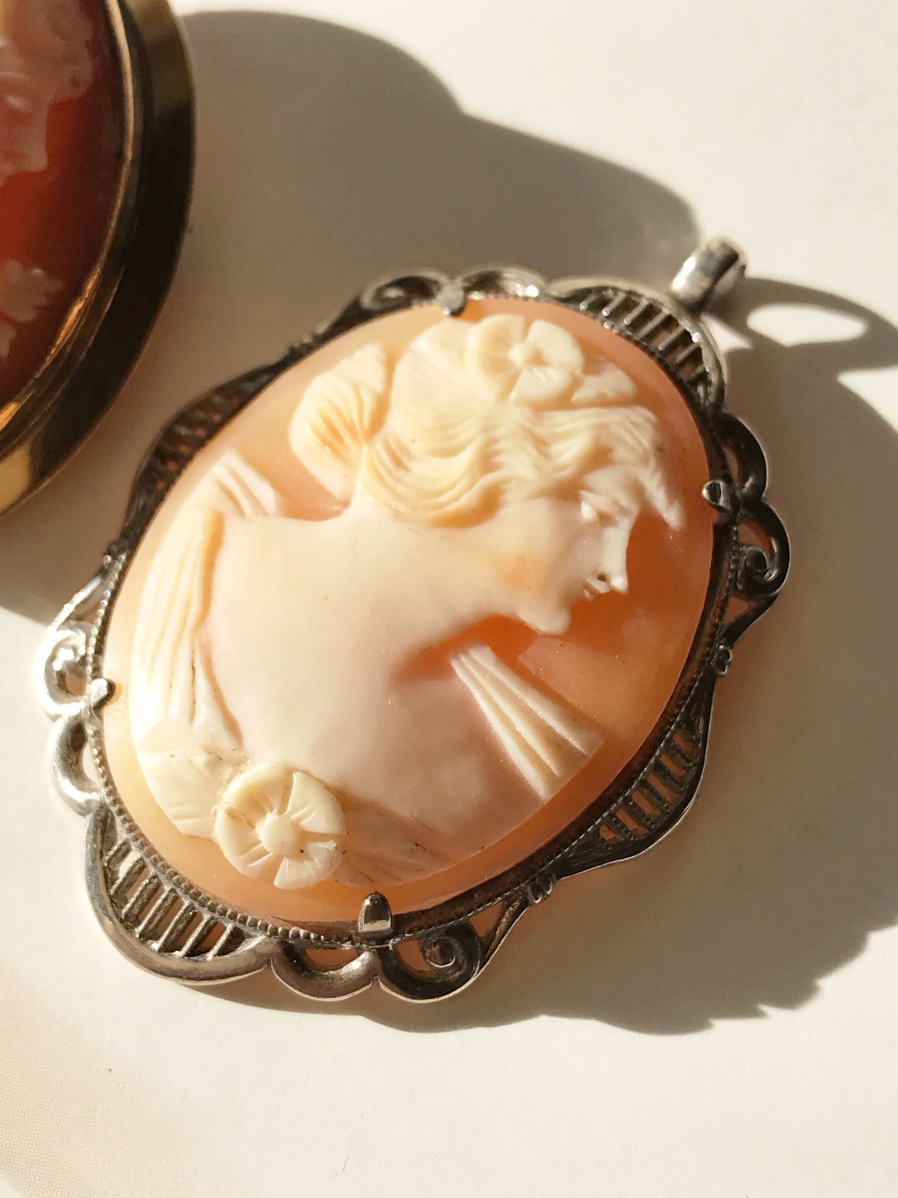 Vintage Cameo Brooch Pendants