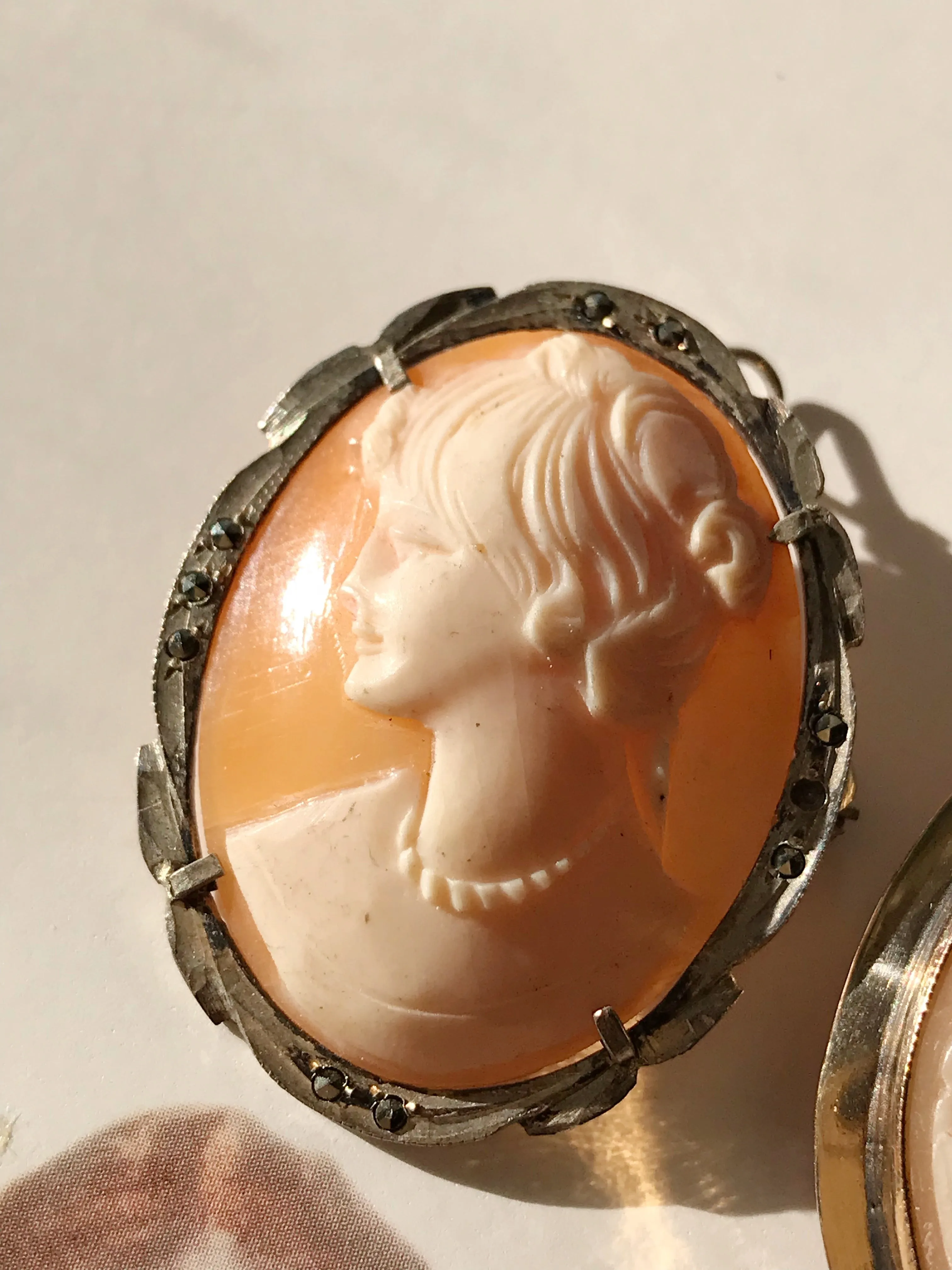 Vintage Cameo Brooch Pendants