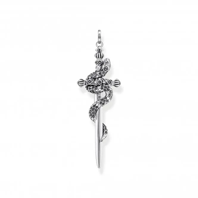 Zirconia Blackened Sword Snake Pendant PE943-643-11