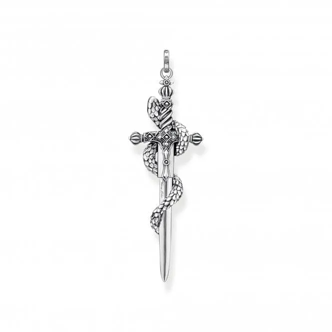 Zirconia Blackened Sword Snake Pendant PE943-643-11