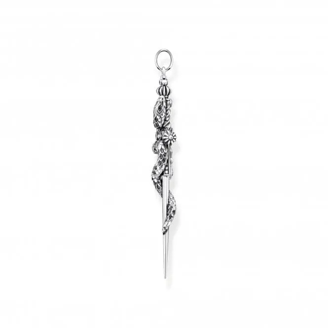 Zirconia Blackened Sword Snake Pendant PE943-643-11